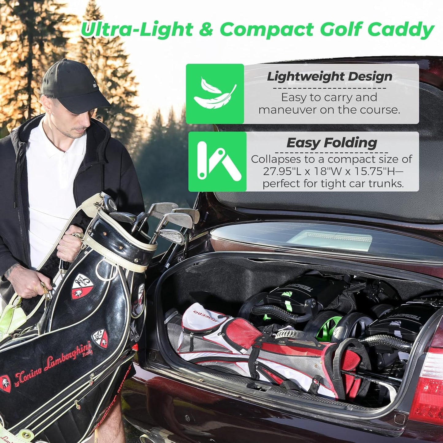 4 Wheel Golf Push Cart - Tedycatt