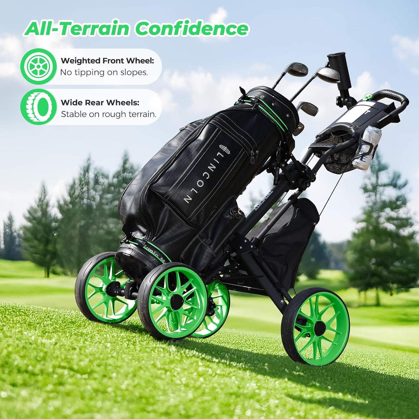 4 Wheel Golf Push Cart - Tedycatt