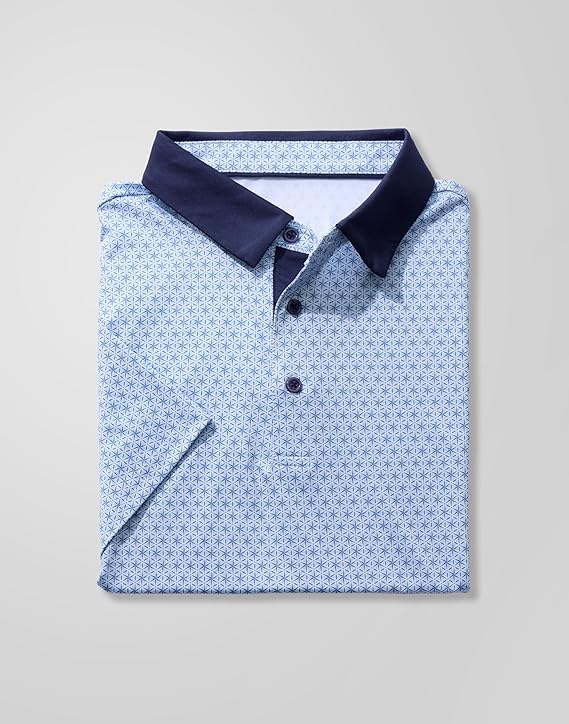 Men's Golf Polo - Short Sleeve, Performance Moisture Wicking - Blue Star