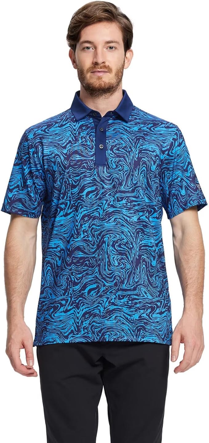 Rich Collection - Blue Vortex Golf Polo