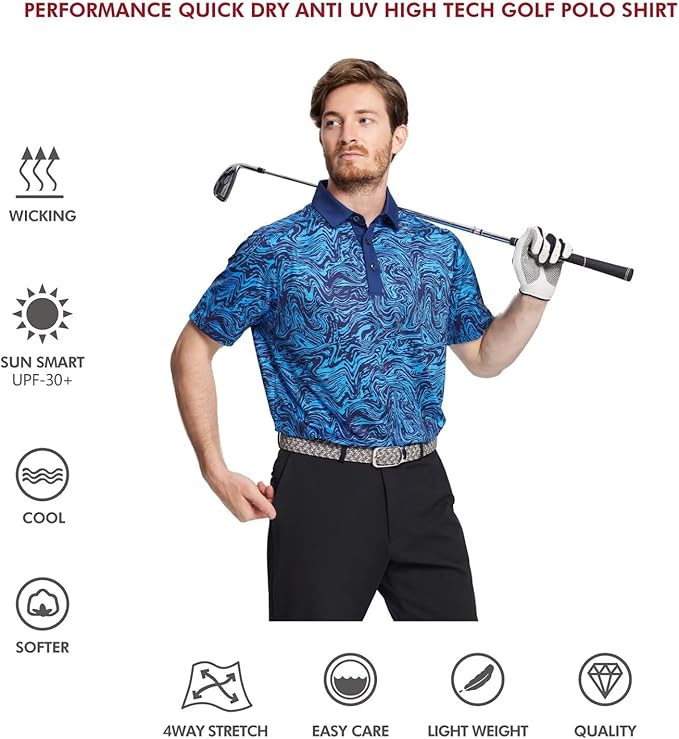 Rich Collection - Blue Vortex Golf Polo