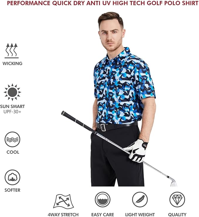 Rich Collection - Blue Camo Golf Polo