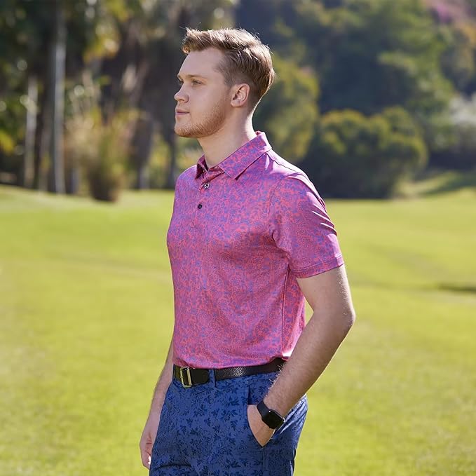 Rich Collection - Coral Paisley Golf Polo