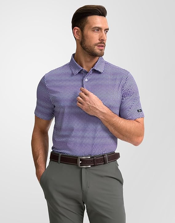 Men's Golf Polo - Short Sleeve, Performance Moisture Wicking - Triangle