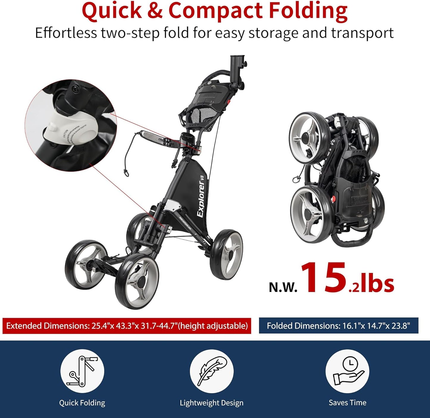 Explorer V8 Golf Push Cart - Caddytek