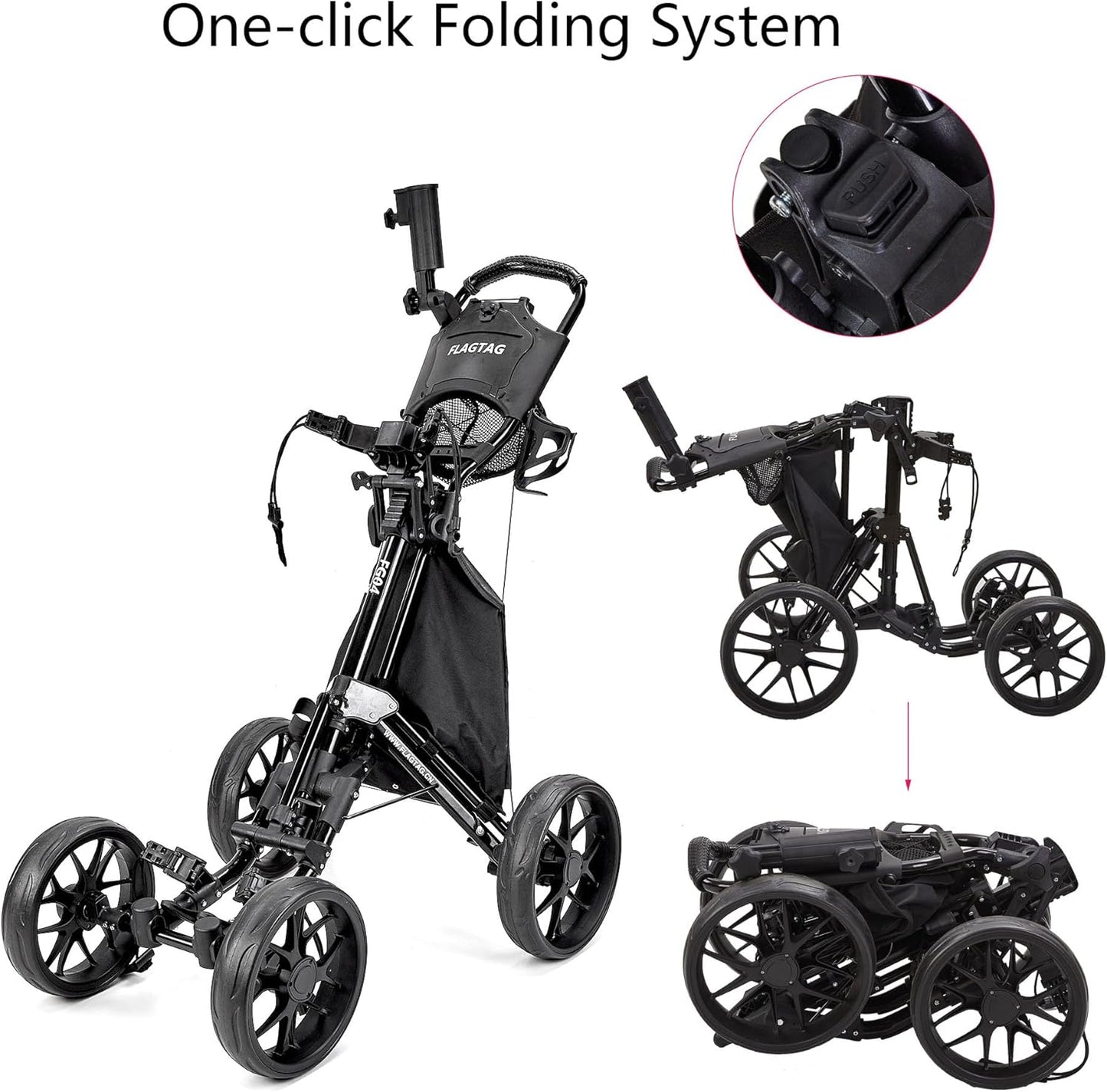 Golf Push Cart 4-Wheels - FLAGTAG