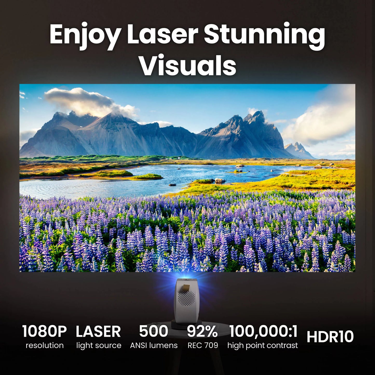 GV50 1080p 500lm Laser Portable Projector with Google TV