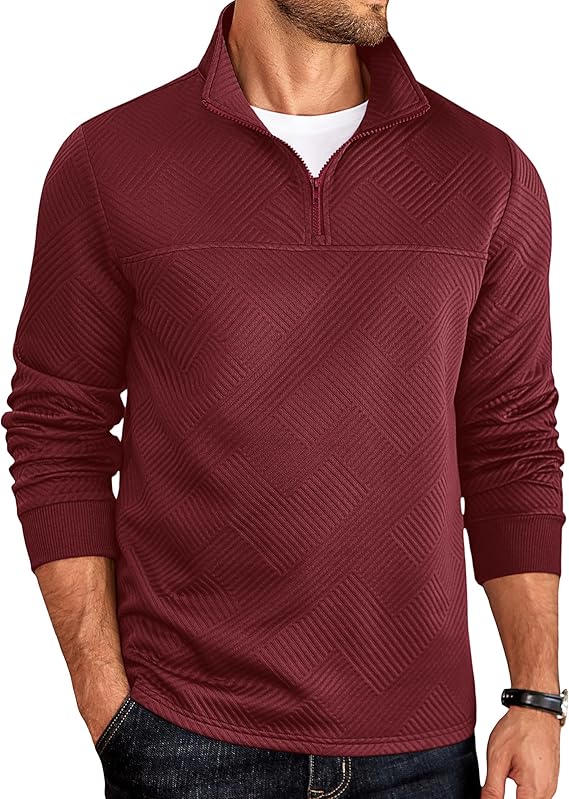 Men's Quarter Zip Pullover - Textured
