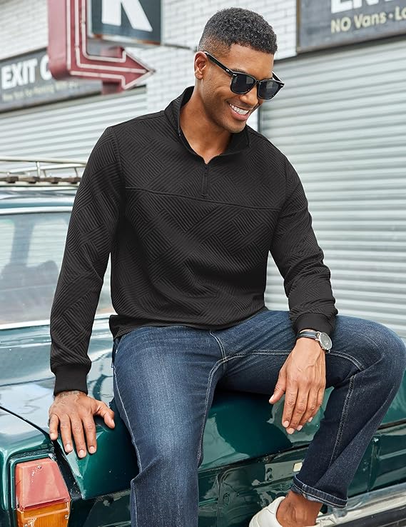 Men's Quarter Zip Pullover - Textured