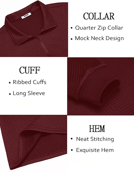 Men's Quarter Zip Pullover - Textured
