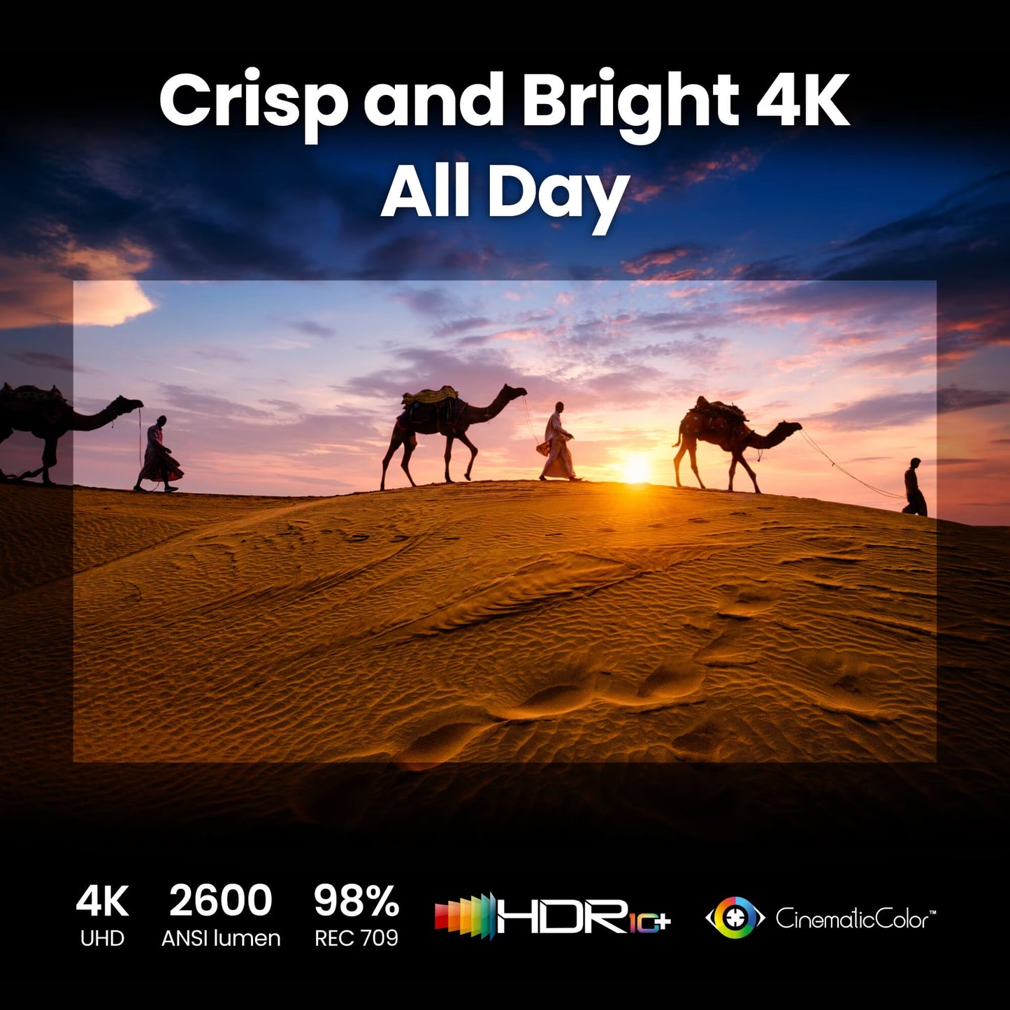 GP520 4K HDR 2600lm Home Entertainment Projector with Google TV
