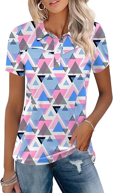 Womens Golf Polo Shirts Collared - TFSDOD