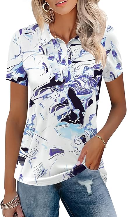 Womens Golf Polo Shirts Collared - TFSDOD