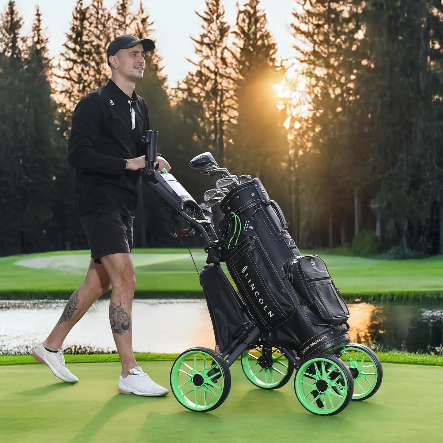 4 Wheel Golf Push Cart - Tedycatt