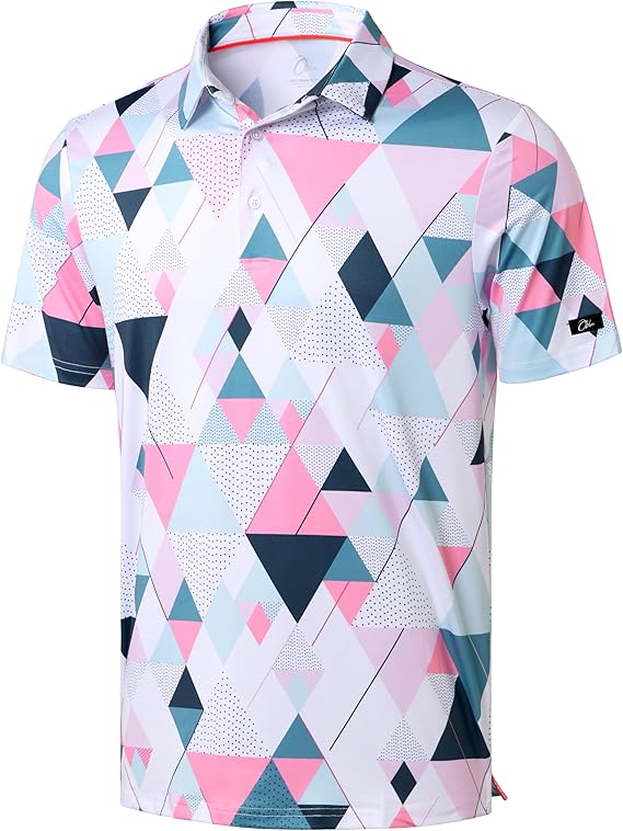 Men's Golf Polo - Short Sleeve, Performance Moisture Wicking - Abstract Pattern