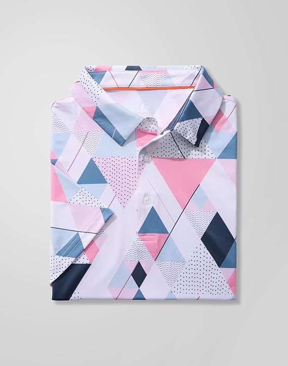 Men's Golf Polo - Short Sleeve, Performance Moisture Wicking - Abstract Pattern