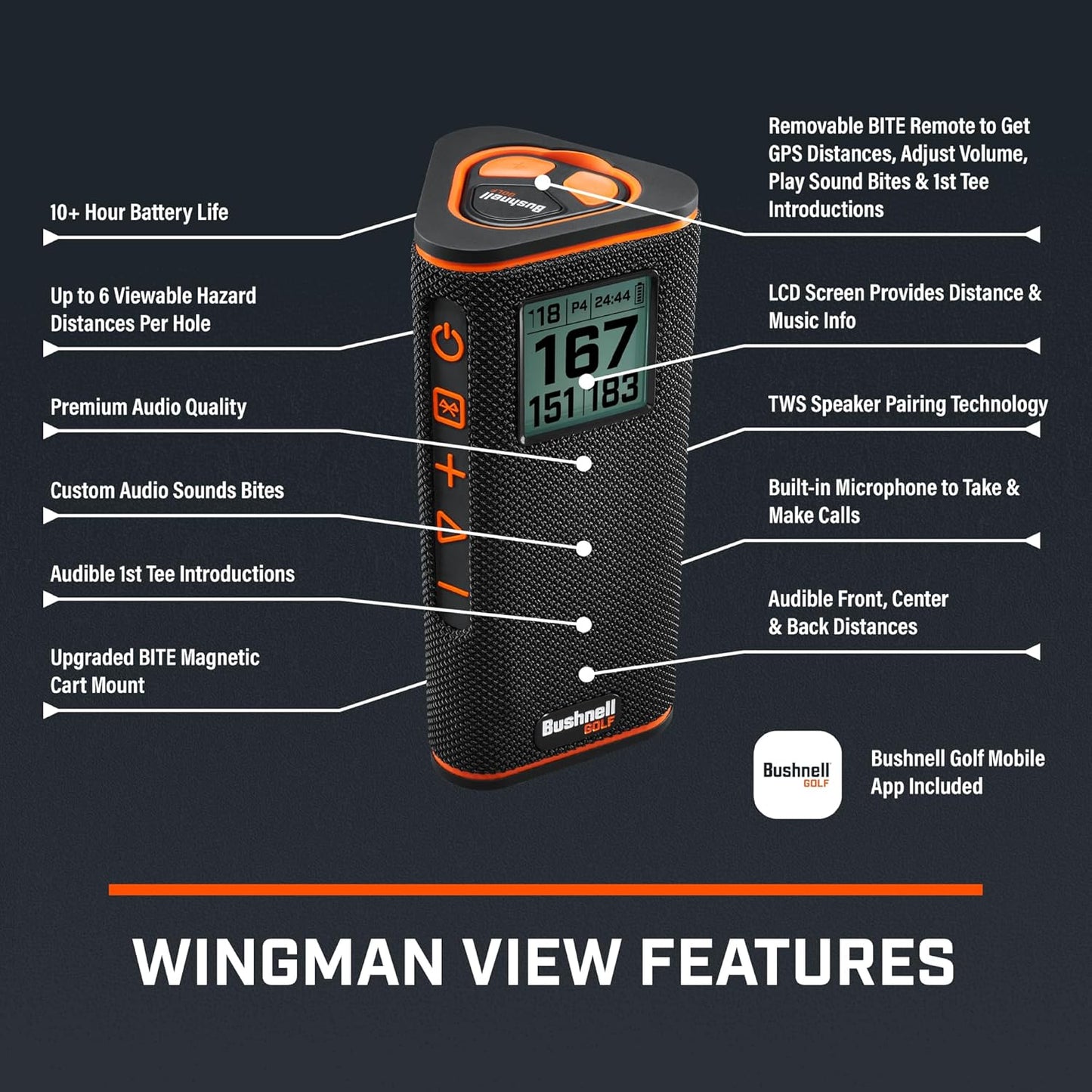 Bushnell Wingman View Golf GPS Speaker