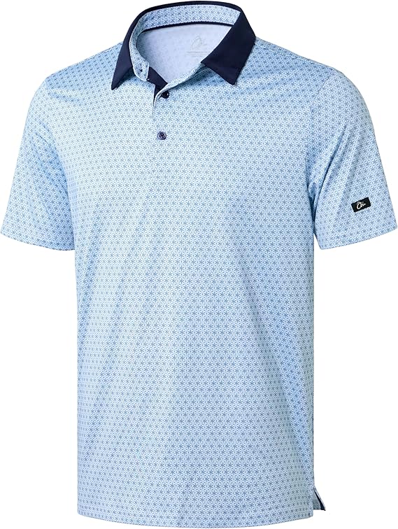 Men's Golf Polo - Short Sleeve, Performance Moisture Wicking - Blue Star