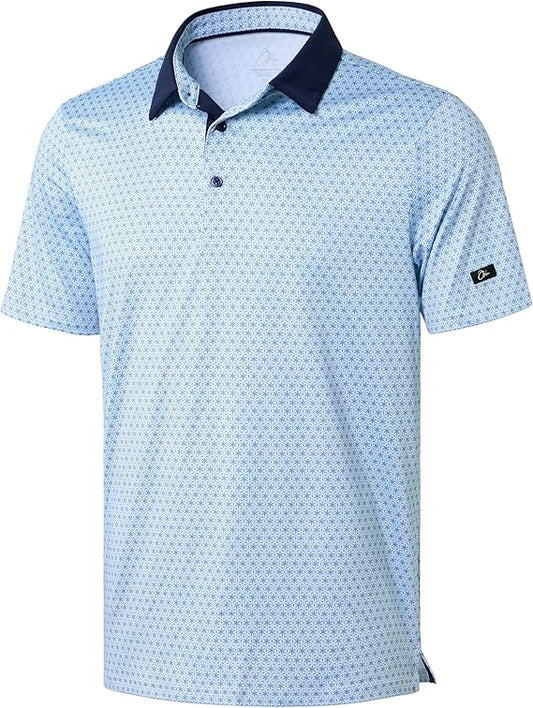 Men's Golf Polo - Short Sleeve, Performance Moisture Wicking - Blue Star