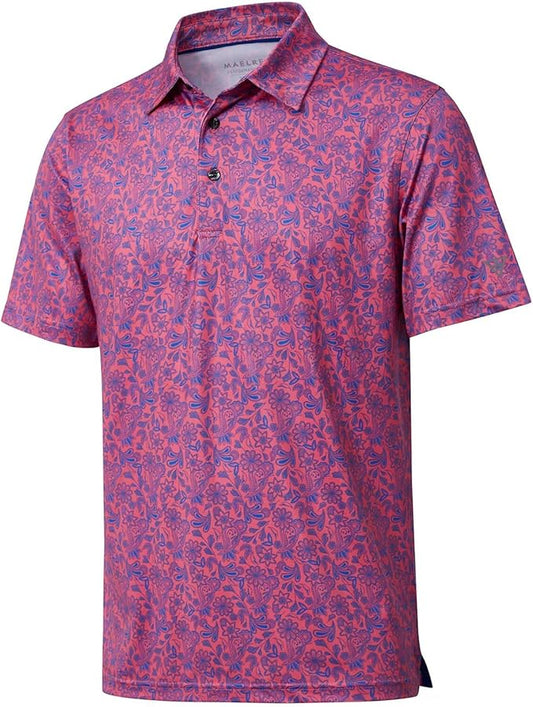Rich Collection - Coral Paisley Golf Polo