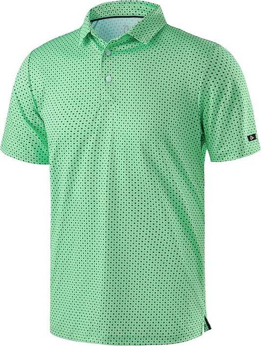 Men's Golf Polo - Short Sleeve, Performance Moisture Wicking - Green Dot