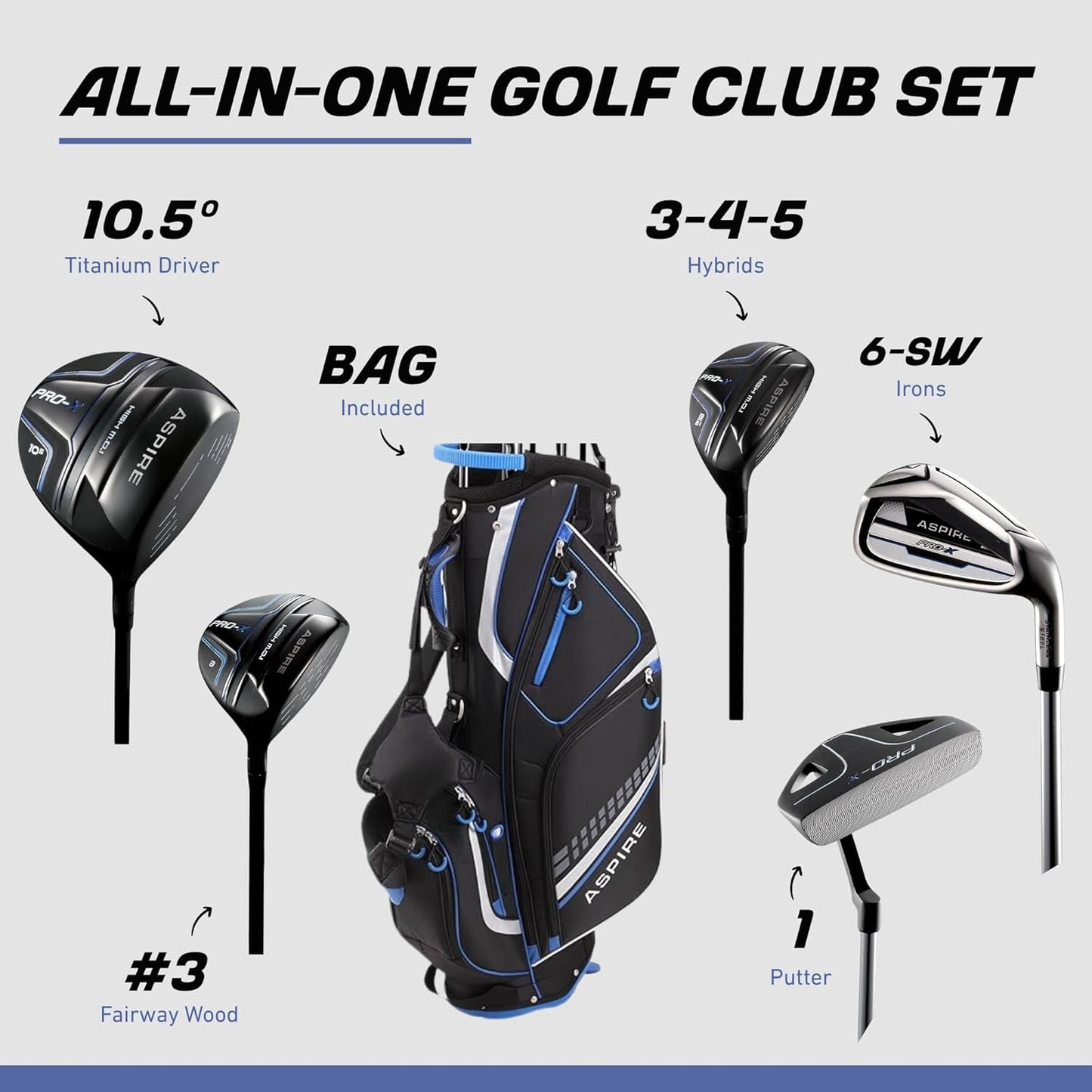 Aspire PRO-X 19-Piece Golf Set