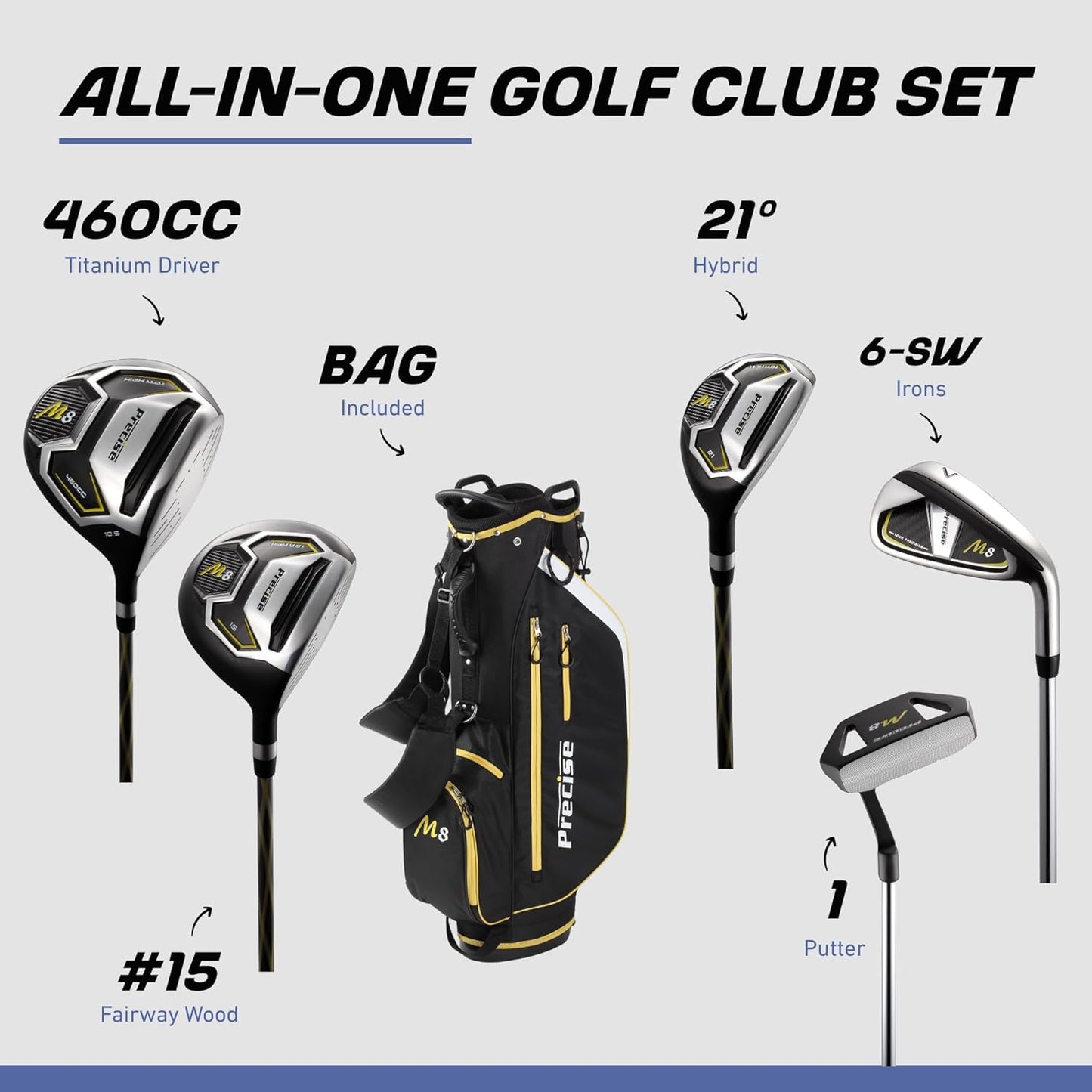 Precise M8 Men’s 17-Piece Complete Golf Set