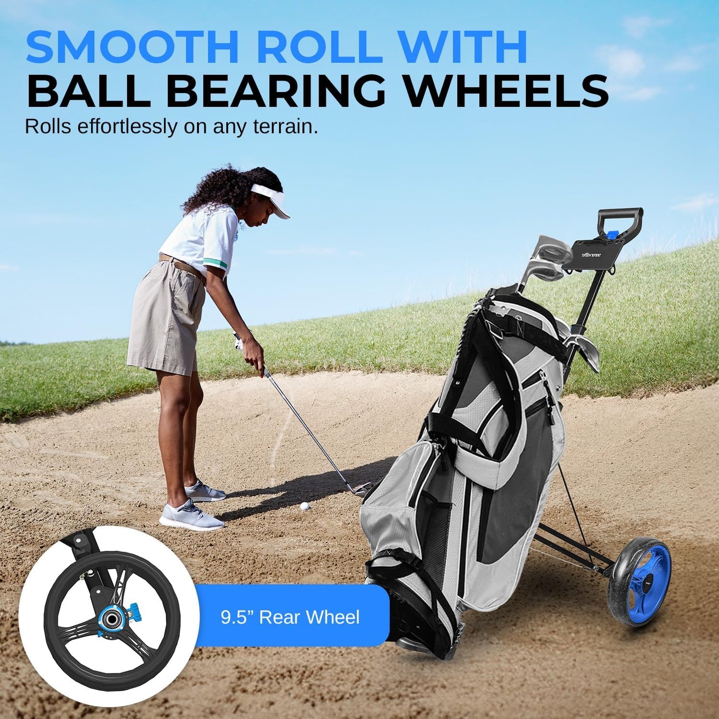 Aluminum Push-Pull Golf Cart - SereneLife Golf