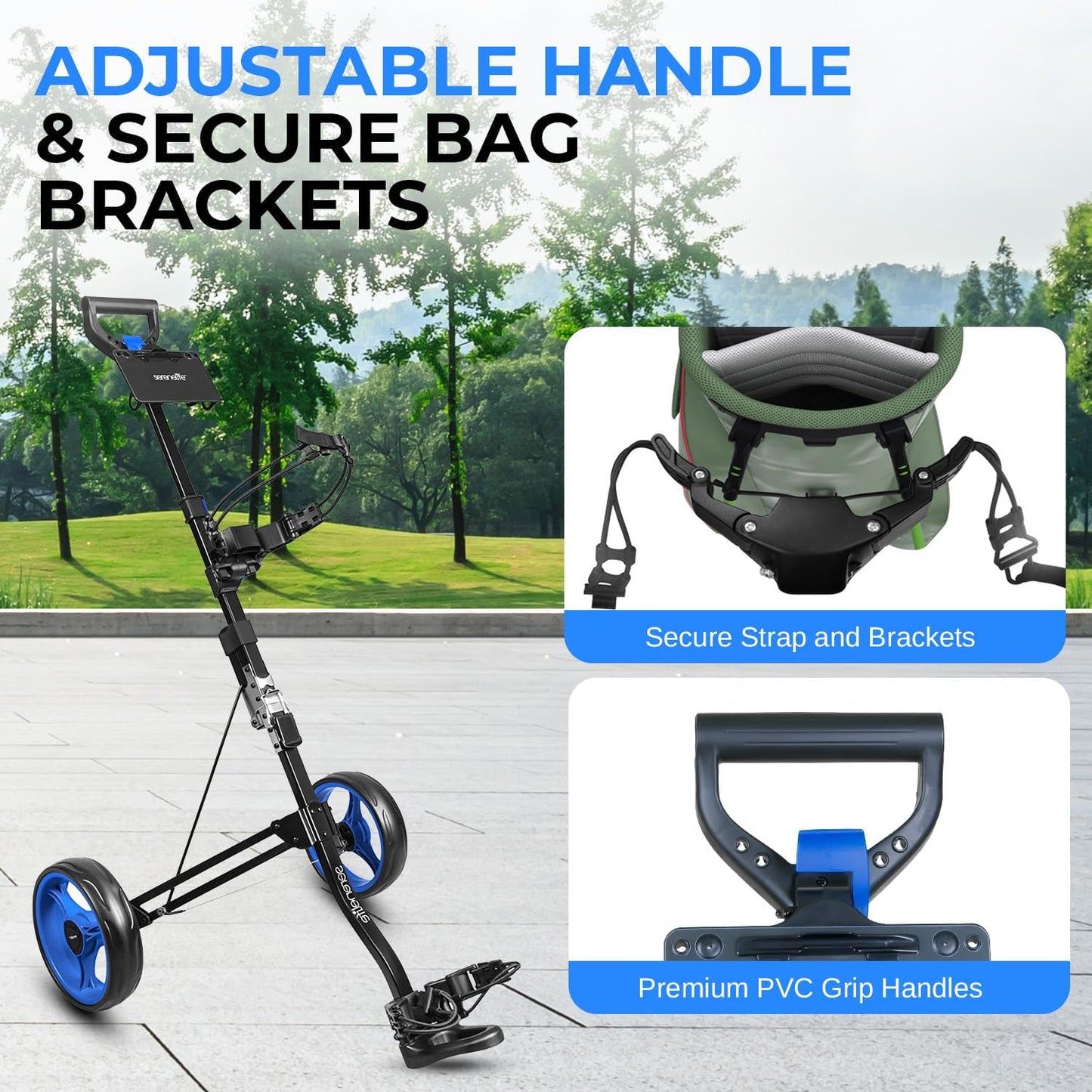 Aluminum Push-Pull Golf Cart - SereneLife Golf