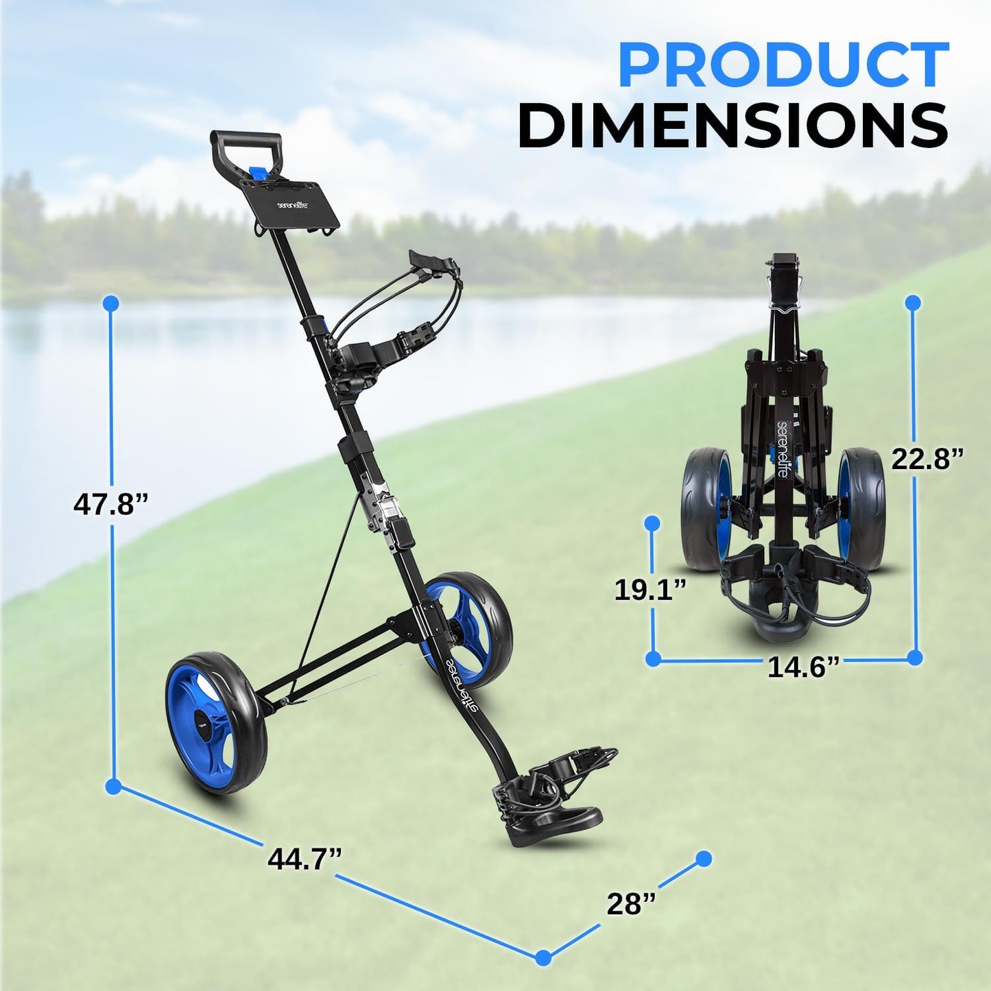 Aluminum Push-Pull Golf Cart - SereneLife Golf