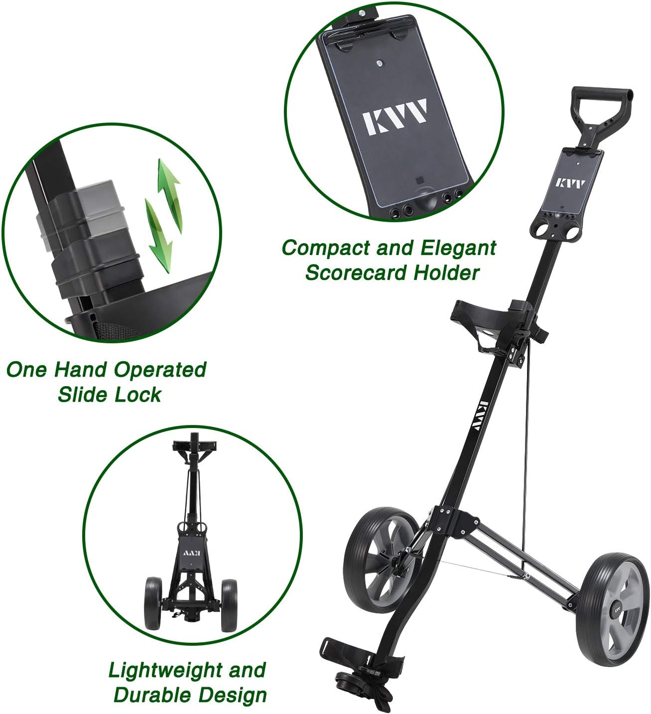 2-Wheel Aluminum Frame Golf Push Cart - KVV