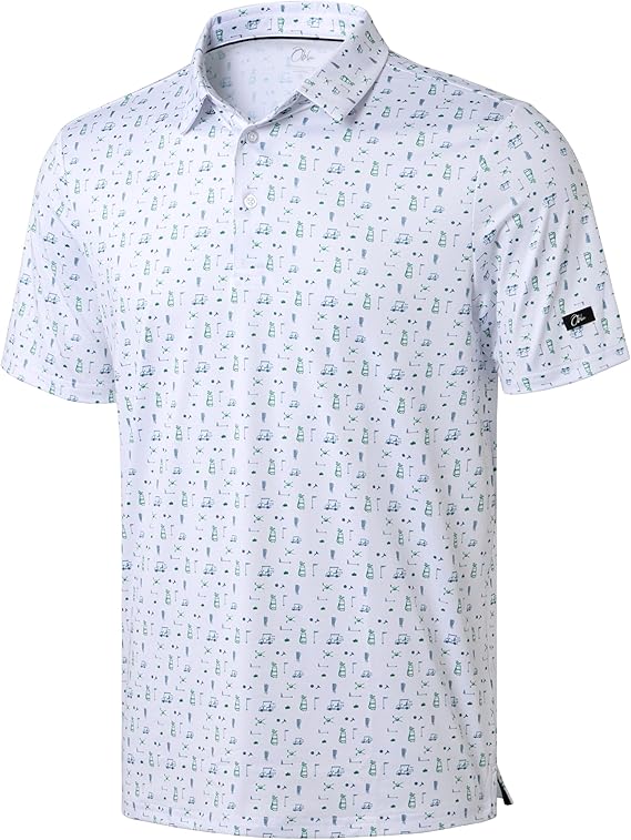 Men's Golf Polo - Short Sleeve, Performance Moisture Wicking - Golf Print