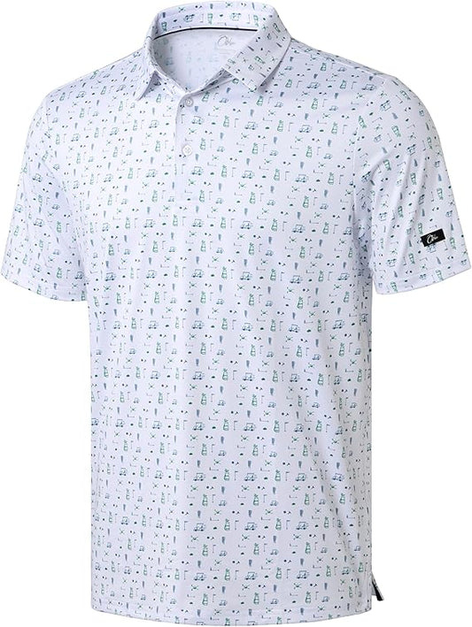 Men's Golf Polo - Short Sleeve, Performance Moisture Wicking - Golf Print