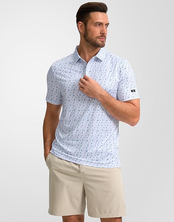 Men's Golf Polo - Short Sleeve, Performance Moisture Wicking - Golf Print