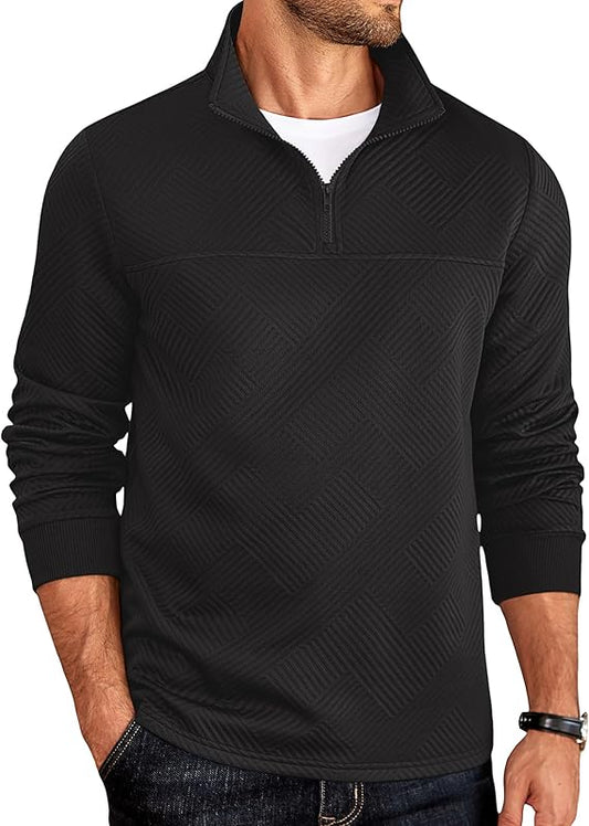 Men's Quarter Zip Pullover - Textured