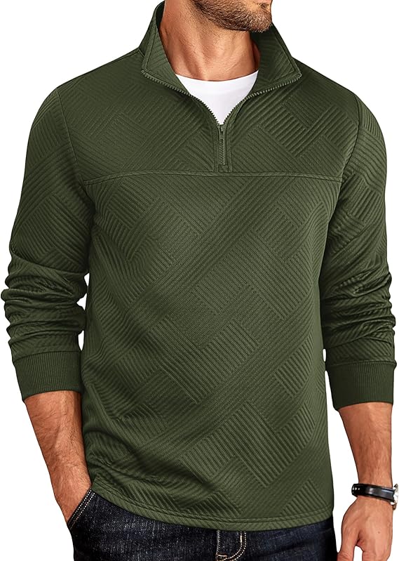 Men's Quarter Zip Pullover - Textured