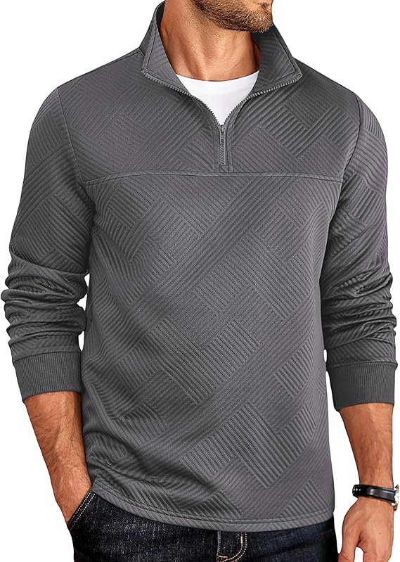 Men's Quarter Zip Pullover - Textured