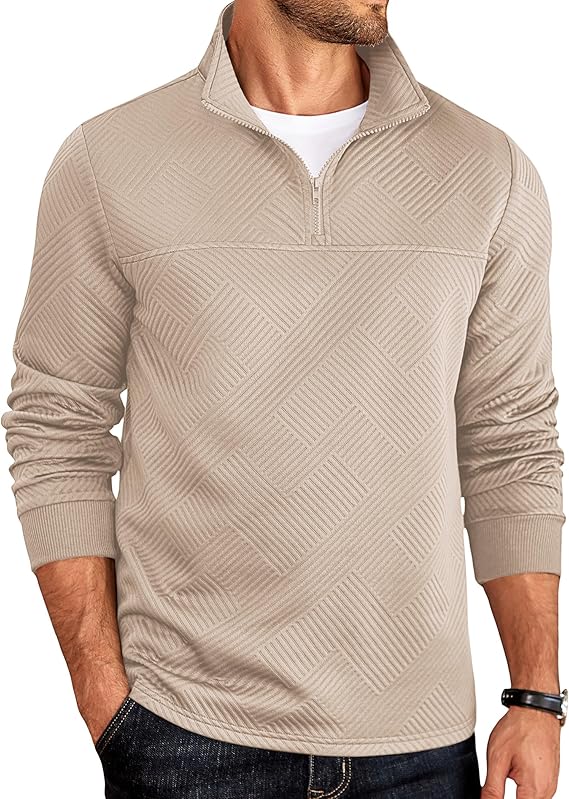 Men's Quarter Zip Pullover - Textured