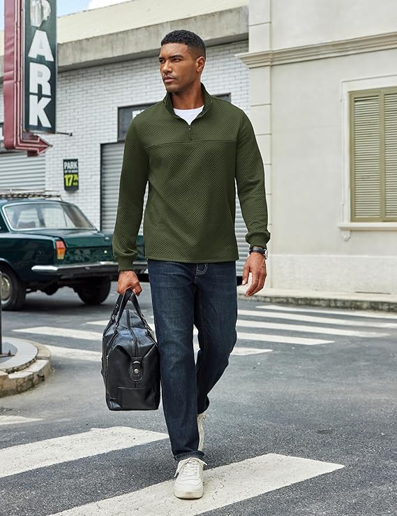 Men's Quarter Zip Pullover - Textured