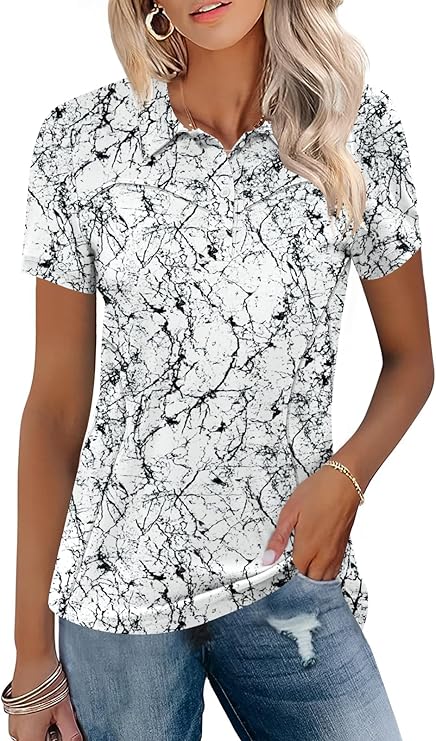 Womens Golf Polo Shirts Collared - TFSDOD