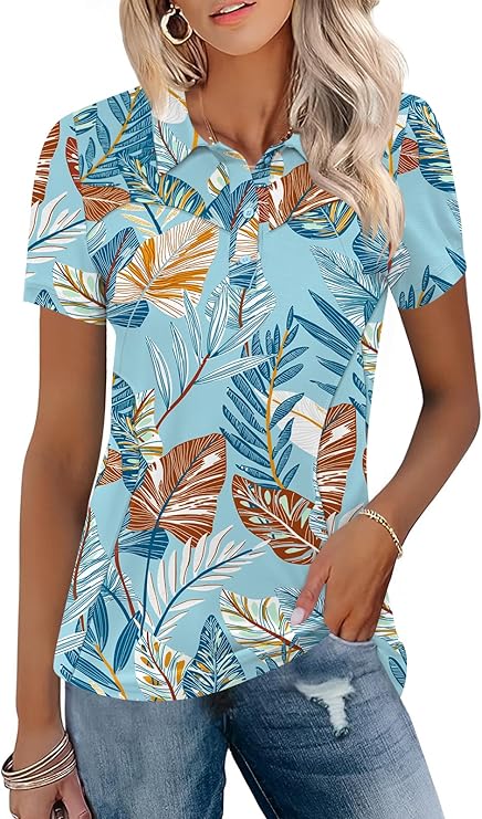 Womens Golf Polo Shirts Collared - TFSDOD