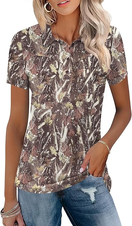 Womens Golf Polo Shirts Collared - TFSDOD