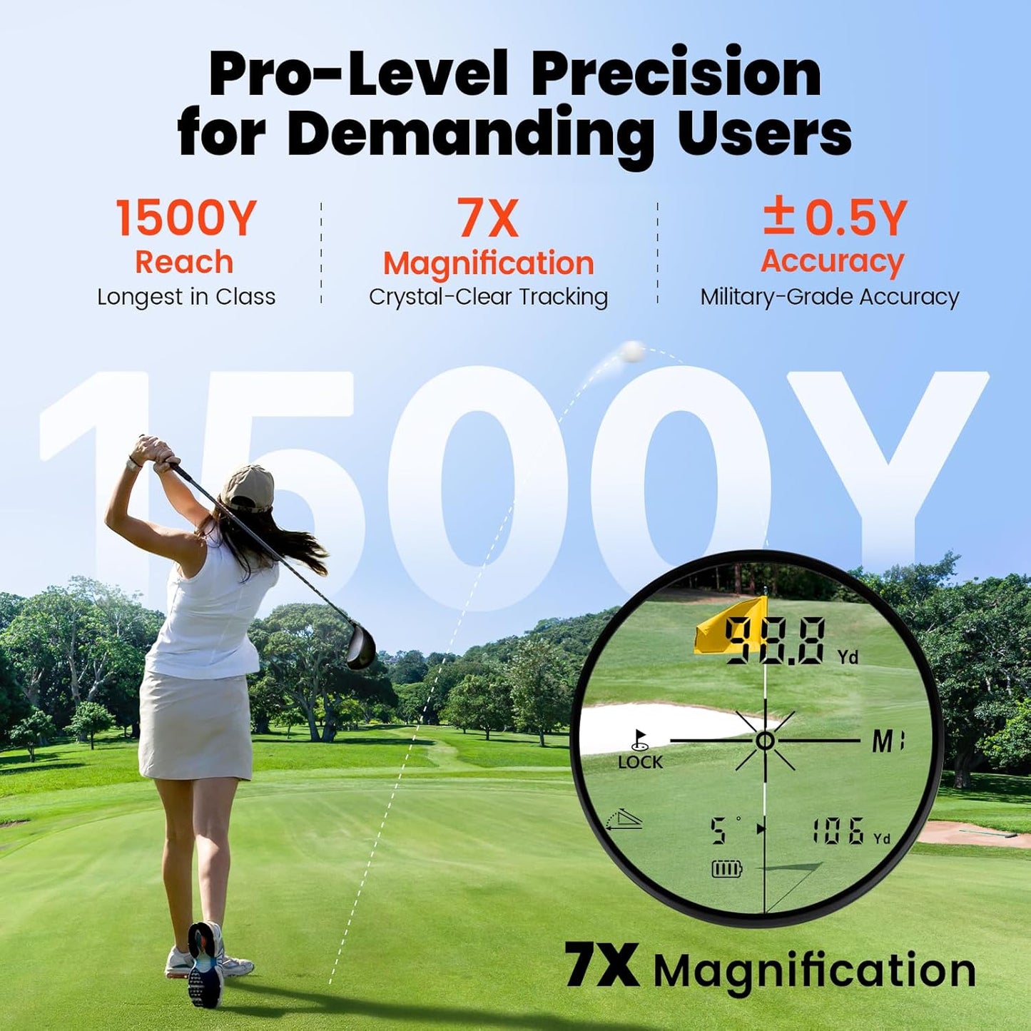 BESTSEE Golf Laser Rangefinder, 1500Y
