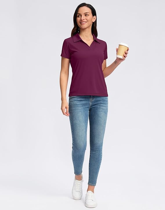 Women's Golf Shirt Collared V-Neck - SANTINY